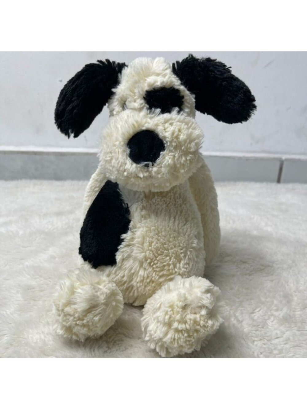 Jellycat Bashful Black and Cream Puppy Dog 12" Medium Plush Stuffed Animal Toy